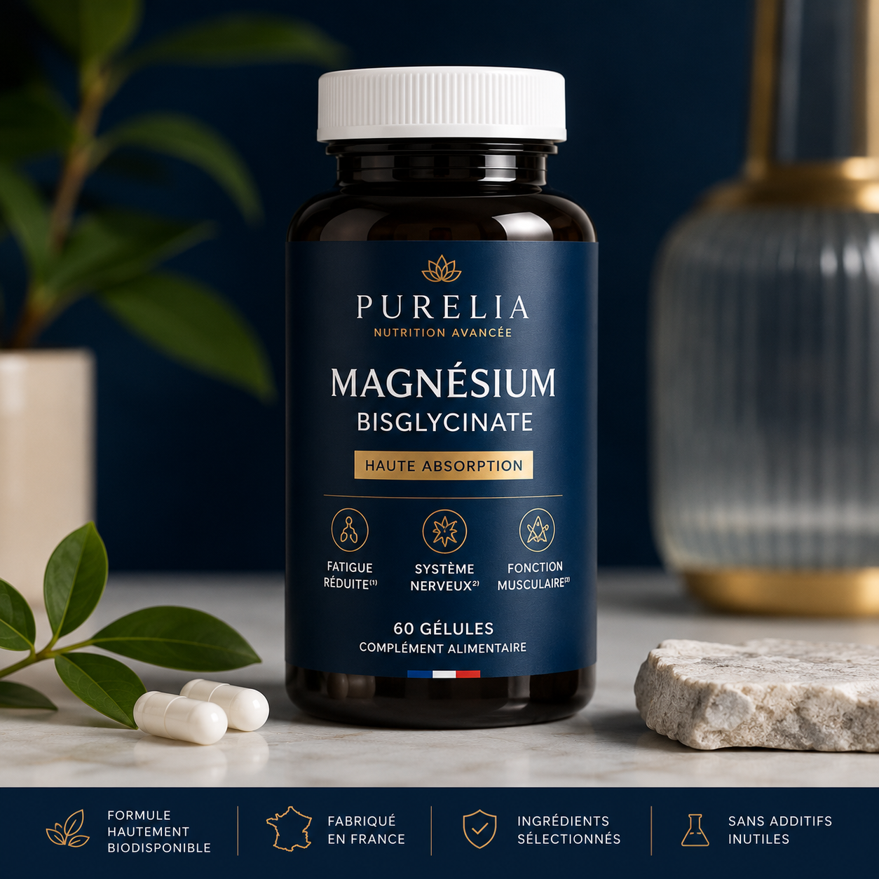 Magnésium Premium – Haute Biodisponibilité – Fabriqué en France
